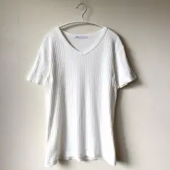 ロンハーマン/Ron Hermanシルク混　リブVネック　半袖Tシャツ　Mサイズ