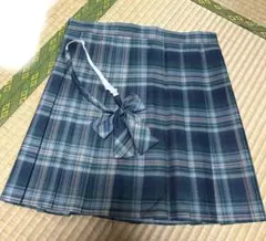 スクールスカート　グリーン　チェック　リボン付き