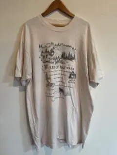 90s オオカミ柄 Tシャツ　シングルステッチ　白ボディ