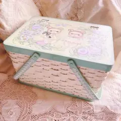 お値下げ♡トールペイント♡可愛いバスケット裁縫箱カントリー雑貨イマンマニーレトロ
