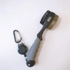 ゴルフブラシ 3in1 リール カラビナクリップ付き グレー お掃除ブラシ