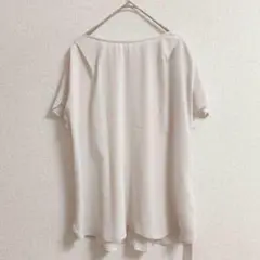美品 s0561【ミッシェルクラン】半袖ブラウス タグ付 カットソー 薄手 無地