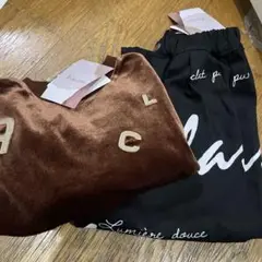 しまむら　mako キッズ　ベロアプルオーバー　ロゴパンツ
