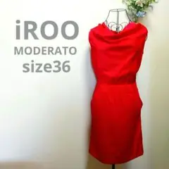 ♪iROO ノースリーブミニワンピース 36 赤 華やか パーティー 0025