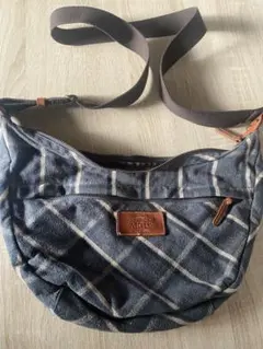 AIGLE ネイビー チェック柄 ショルダーバッグ