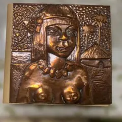 銅製レリーフアート 女性像 約15センチ角