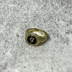 激渋 vintage GOLD 印台ラウンドストーンリング メンズ 約18号
