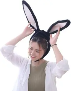 VANZACK 被り物 かわ コスプレ ふわふわ コスチューム うさぎ 黒 帽子