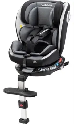 チャイルドシート 新生児〜 12歳頃 360°回転式 ISOFIX 黒とグレー