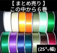 【6巻セット】計180メートル　太リボン　25㎜幅　30m巻×6巻