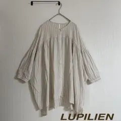 ✧̣̥̇LUPILIEN ブラウス オーバーサイズ ノーカラー ストライプ さらり