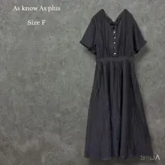 ♡【新品】アズノウアズプラス【F】 ロングワンピース 後ろリボン 半袖 Vネック