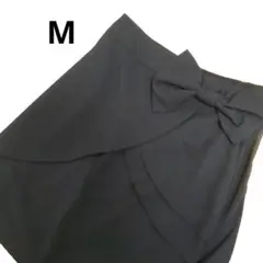 黒 リボン付き ひざ丈スカート Mサイズ