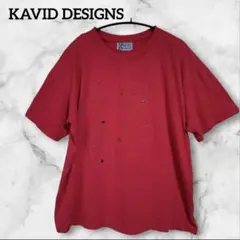 1点限定⭐️KAVID DESIGNS ビーズ装飾 Tシャツ　肩パット付き　赤