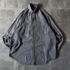 90s Eddie Bauer BDネルシャツ グレー XL A494 無地調