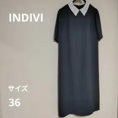 レース襟付きロングワンピース