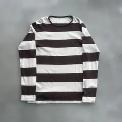 00s OLD UNIQLOオールドユニクロボーダーロンT Y2Kグランジ白タグ
