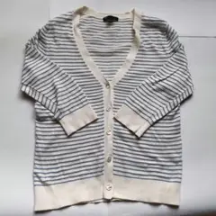 Gap ギャップ カーディガン 七分丈 ボーダー 白