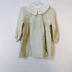 西松屋　チェックワンピース　ミントグリーン　90センチ　女の子　古着