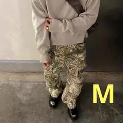 【Mサイズ】男女兼用 ワイルドな存在感！ リアルツリー 迷彩柄 カーゴパンツ