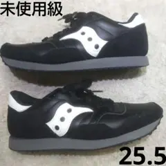 未使用級 Saucony レザースニーカー ブラック　25.5