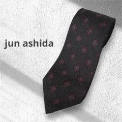 【美品】jun ashida 幾何学模様 ブラウン　透かし柄入 シルク100