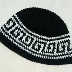 152 ハンドメイド クラッシャーハット バケットハット ビーニー 雷紋柄