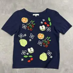 49AV.Junko Shimada フルーツ刺繍　半袖トップス　ネイビー