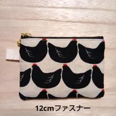 四角フラットミニポーチ　カード入れ　小銭入れ　簡易財布　◇ニワトリ