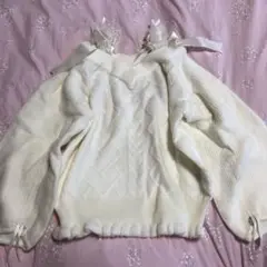 リズリサ　リボン　パール　ハートビジュー　ニット　もこもこ　ふわふわ