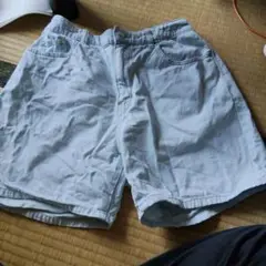 薄い青 ショートパンツ 前ポケット付き