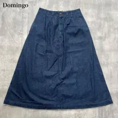 ドミンゴ【L】ロングスカート デニム Aラインシルエット フレア ベルトループ