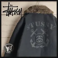 【入手困難】ステューシー☆ファー付きバックプリントコットンジャケット 即完売品