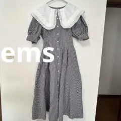 美品！emsイームス　セーラーカラー　チェックワンピース　ロングワンピース