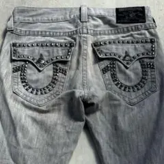 truereligion フレアデニム スタッズw32 グレー 希少
