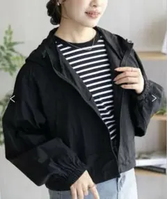 navy フードブルゾン ジャンパー　L