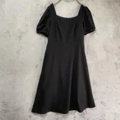 新品タグ付き✨️半袖ワンピース/L/ハイウエスト スクエアネック ブラック