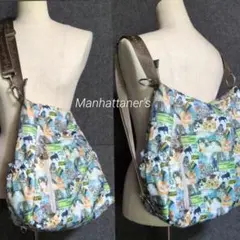 美品　マンハッタナーズ　猫プリント 2way ショルダーバッグ リュックサック