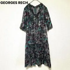 zo537 ジョルジュレッシュ/6分袖ワンピース/フリル総柄シアーワンピース