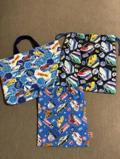 プラレール　トミカ　手提げバック　巾着
