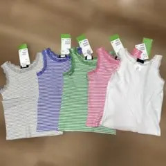 新品タグ付H&Mストライプノースリーブタンクトップ 5枚2-4Y