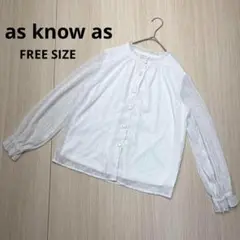 ● as know as アズノウアズ　フリル　ブラウス　長袖　シアー