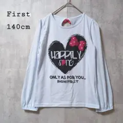First/キッズ140cm/長袖カットソー/バックリボン/水色
