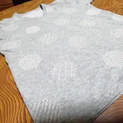 刺し子 グレーVネック Tシャツ