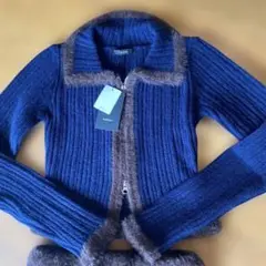 【EMODA 】新品未使用タグ付きリブジップニットネイビー