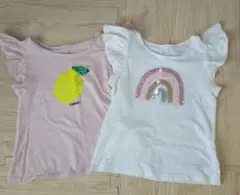 H&M フリル袖 Tシャツ 110/116 2枚セット