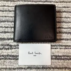 【未使用品】ポールスミス ベジタンストライプ 二つ折り財布 ブラック