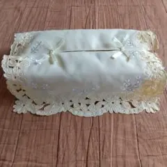 花柄刺繍レースティッシュボックスカバー