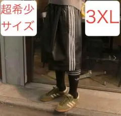 超希少3XL新品adidas国内正規品フェイクレザー黒スリーストライプスショーツ