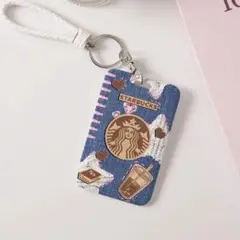 新商品　大人気　スターバックス　パスケース　定期入れ　可愛い　新品　青色